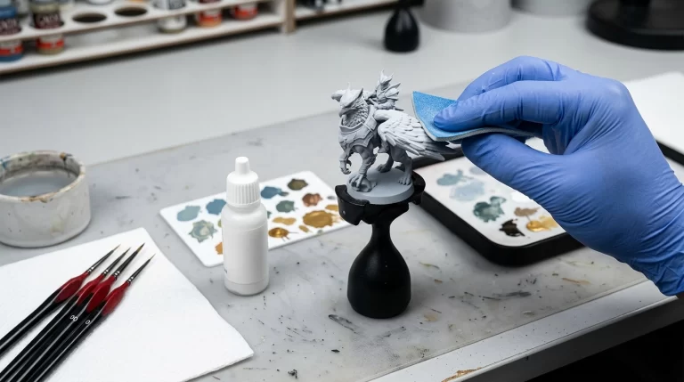 3D printed figurine painting with primer sanding and color matching workflow