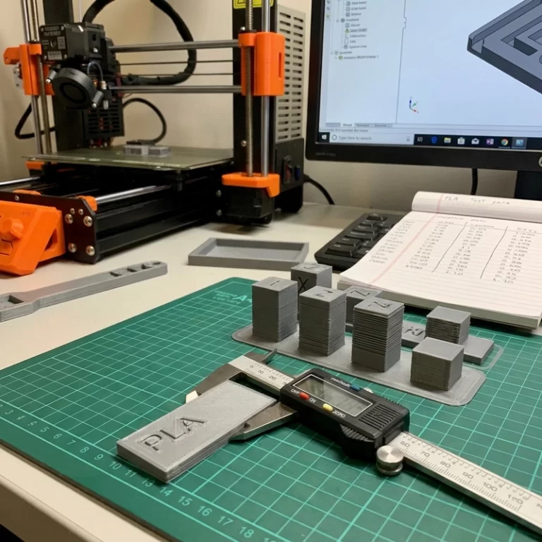 3D printing accuracy parameters measured with calipers on a test part