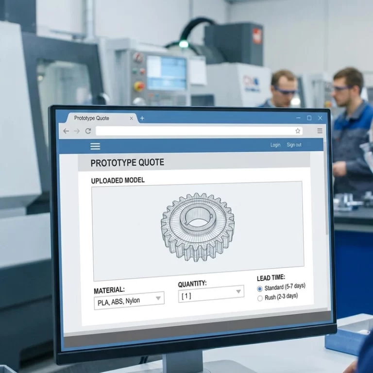 3D Printing Order Process for OEM – online quotation interface showing material selection