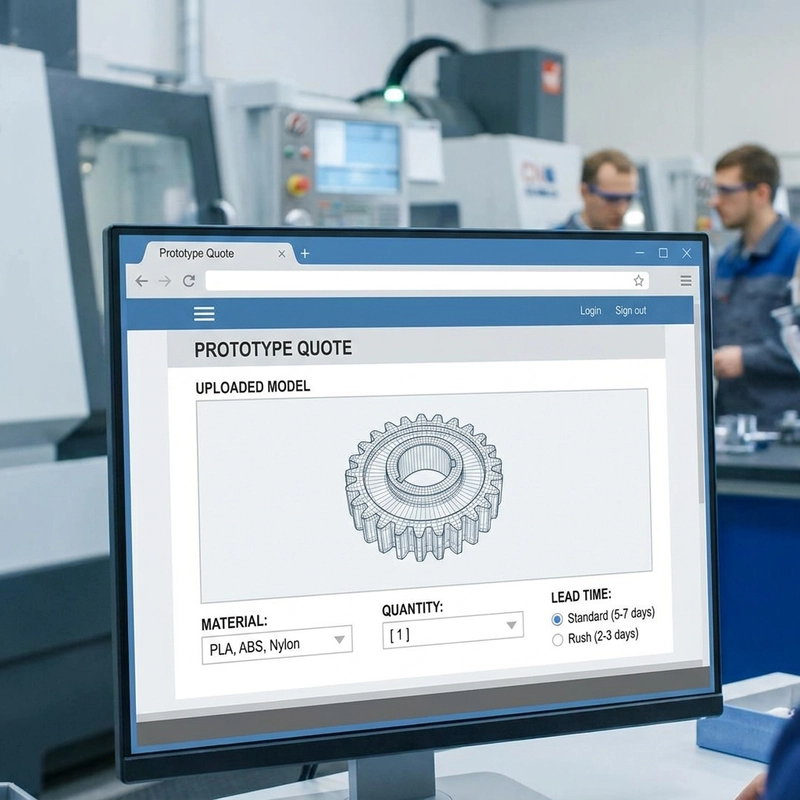 3D Printing Order Process for OEM – online quotation interface showing material selection