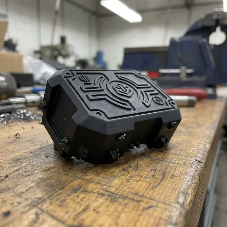 black SLA resin 3D printing part with matte surface and visible fine details