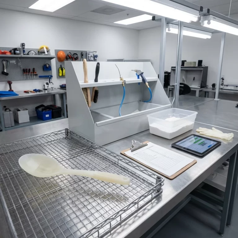 food-safe nylon 3D printing sample with powder removal cleaning and certification checklist