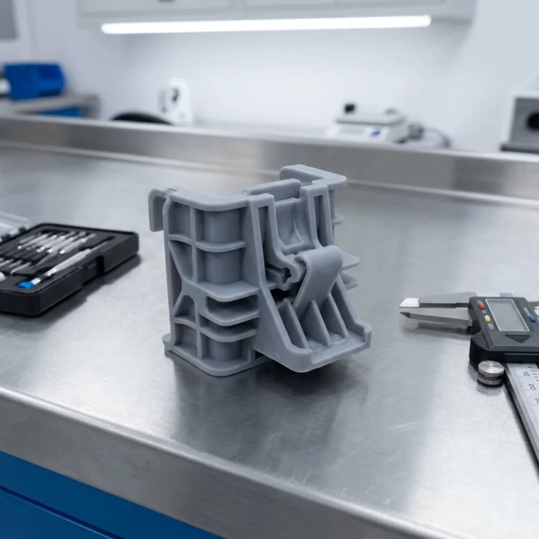High-strength SLA resin snap fit prototype used for functional testing