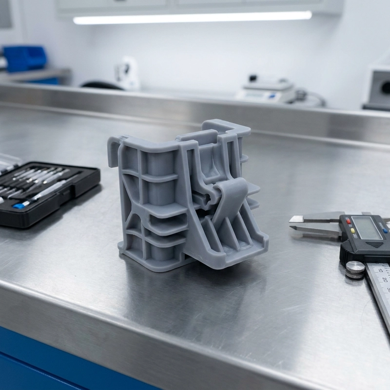 High-strength SLA resin snap fit prototype used for functional testing