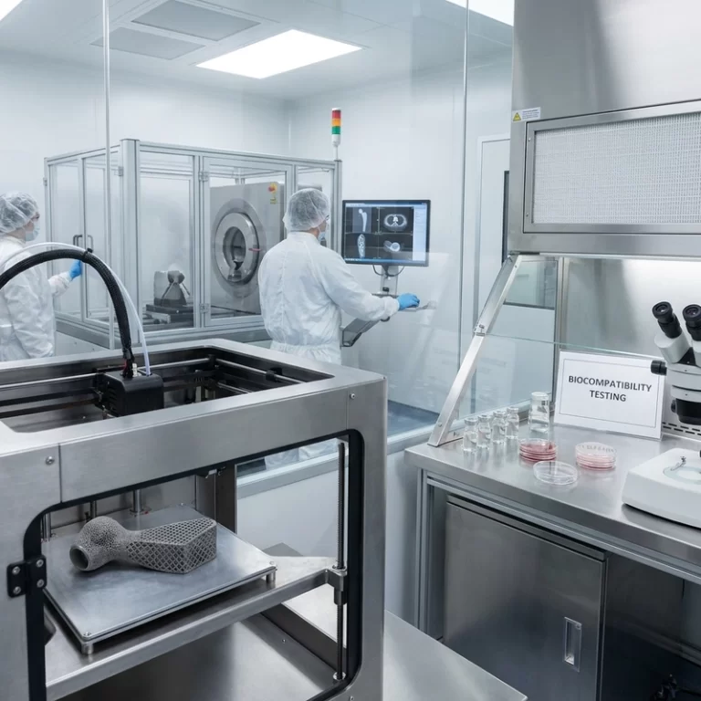metal 3D printing medical implants showing porous titanium structure and inspection workflow