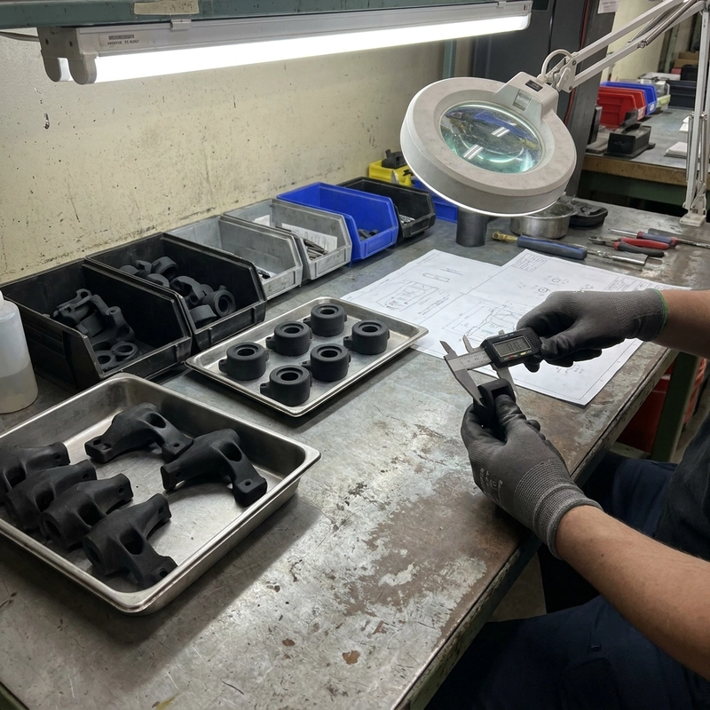 MJF 3D printing quality control for PA12 batch parts with inspection and finishing
