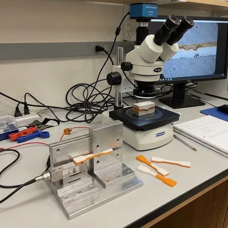 multi-material 3D printing interface bonding test with rigid and flexible polymer layers