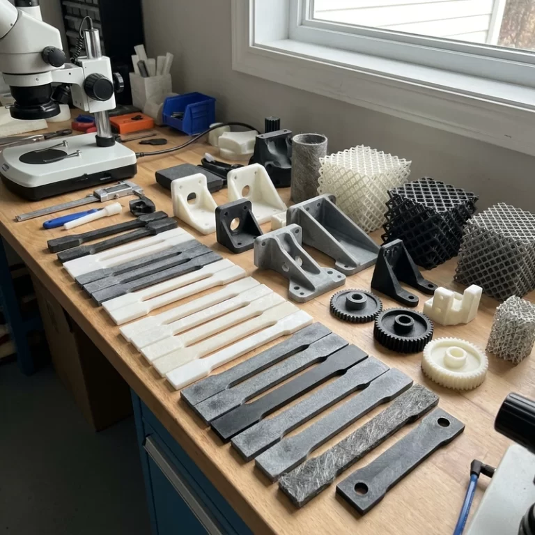 nylon 3D printing material selection comparing PA6 PA66 PA12 PA11 and glass-filled PA samples