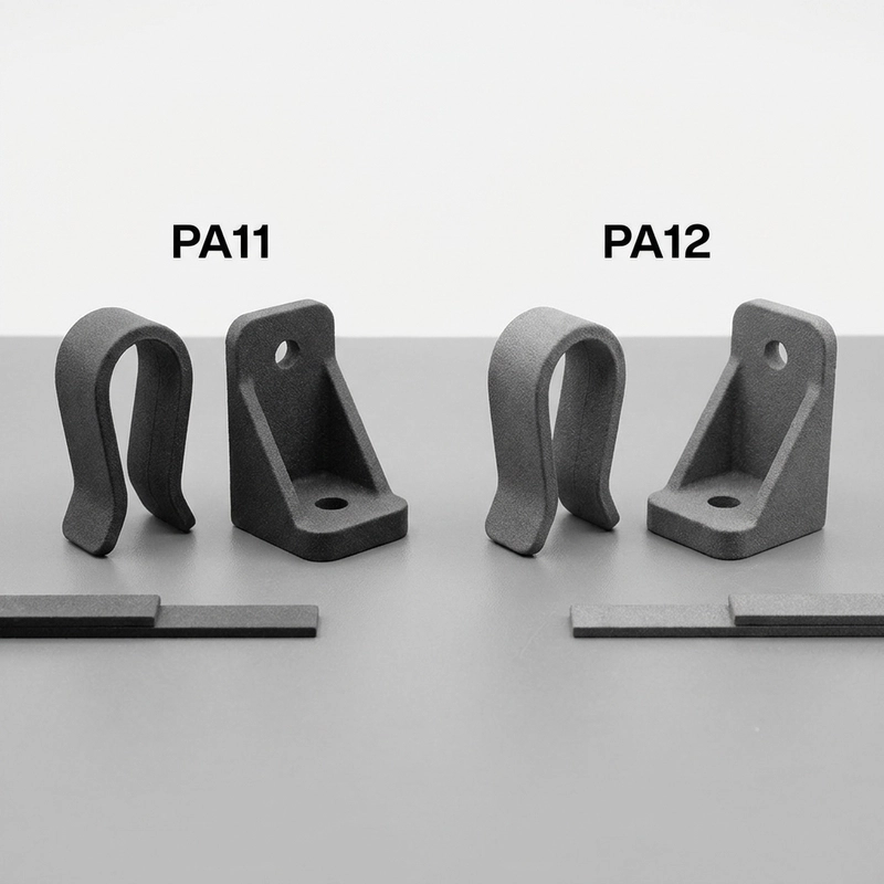 PA11 vs PA12 nylon 3D printing material comparison for SLS and MJF parts