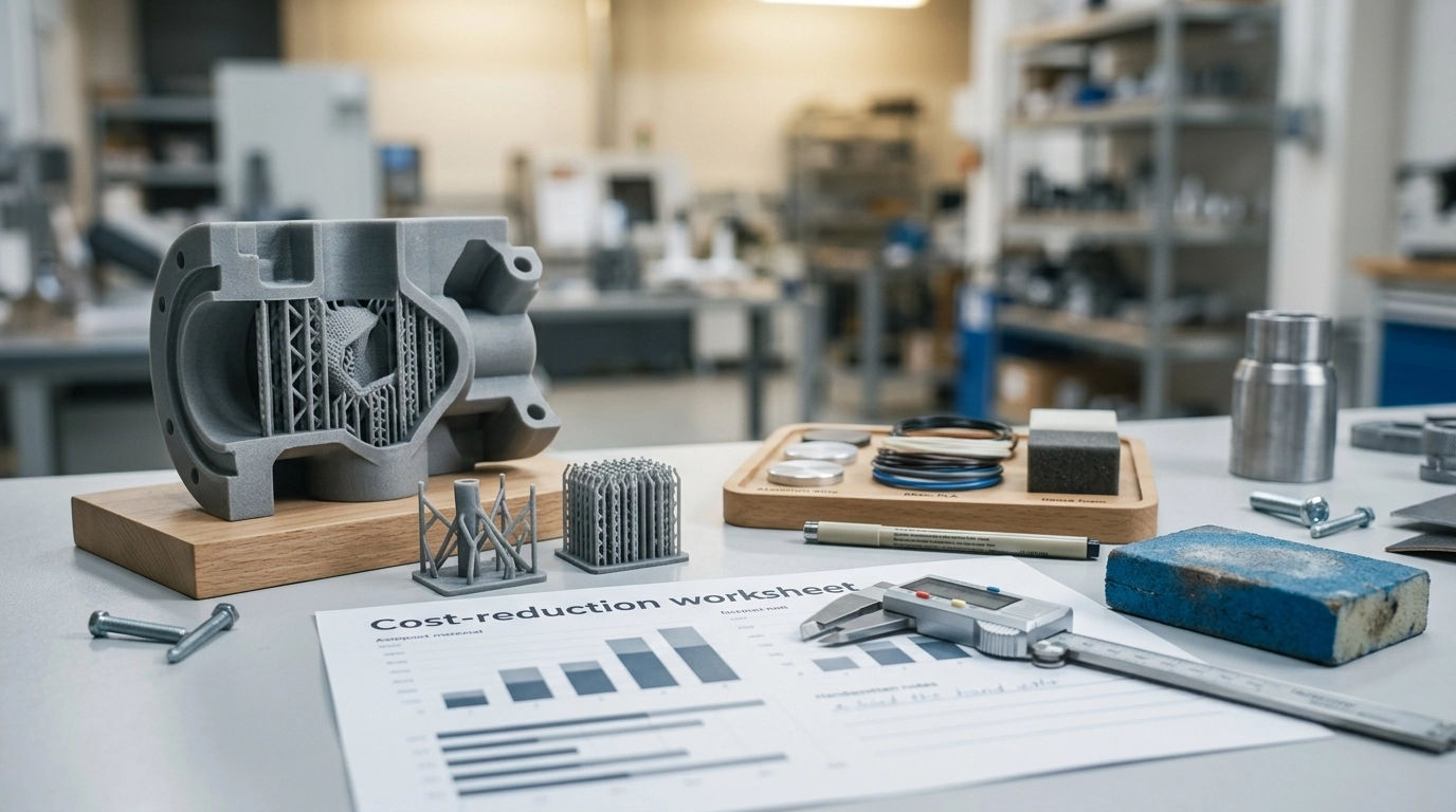 reduce 3D printing cost with design material batch and finishing choices