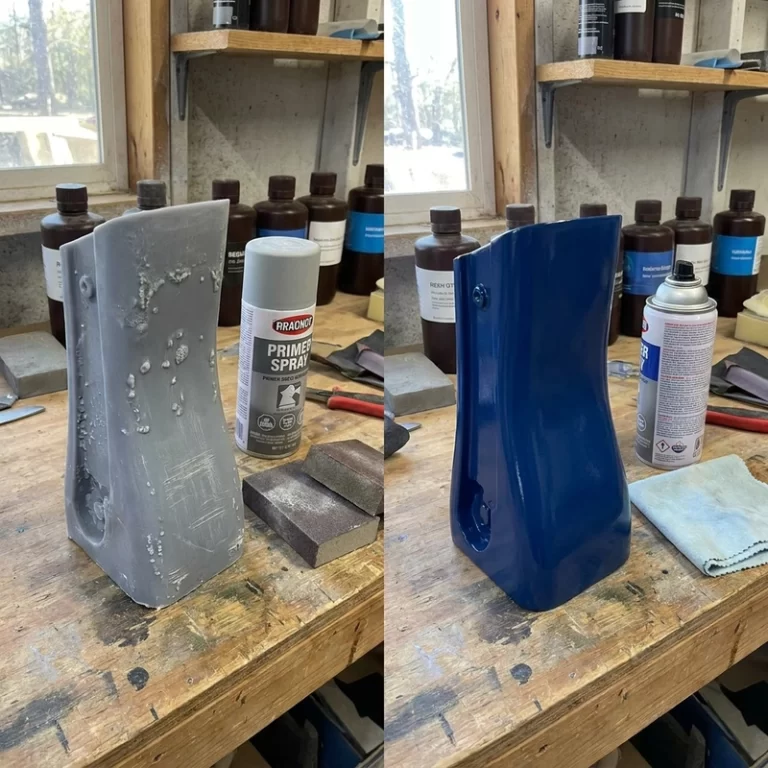 resin print paint adhesion workflow with sanded support marks primer and coated surface