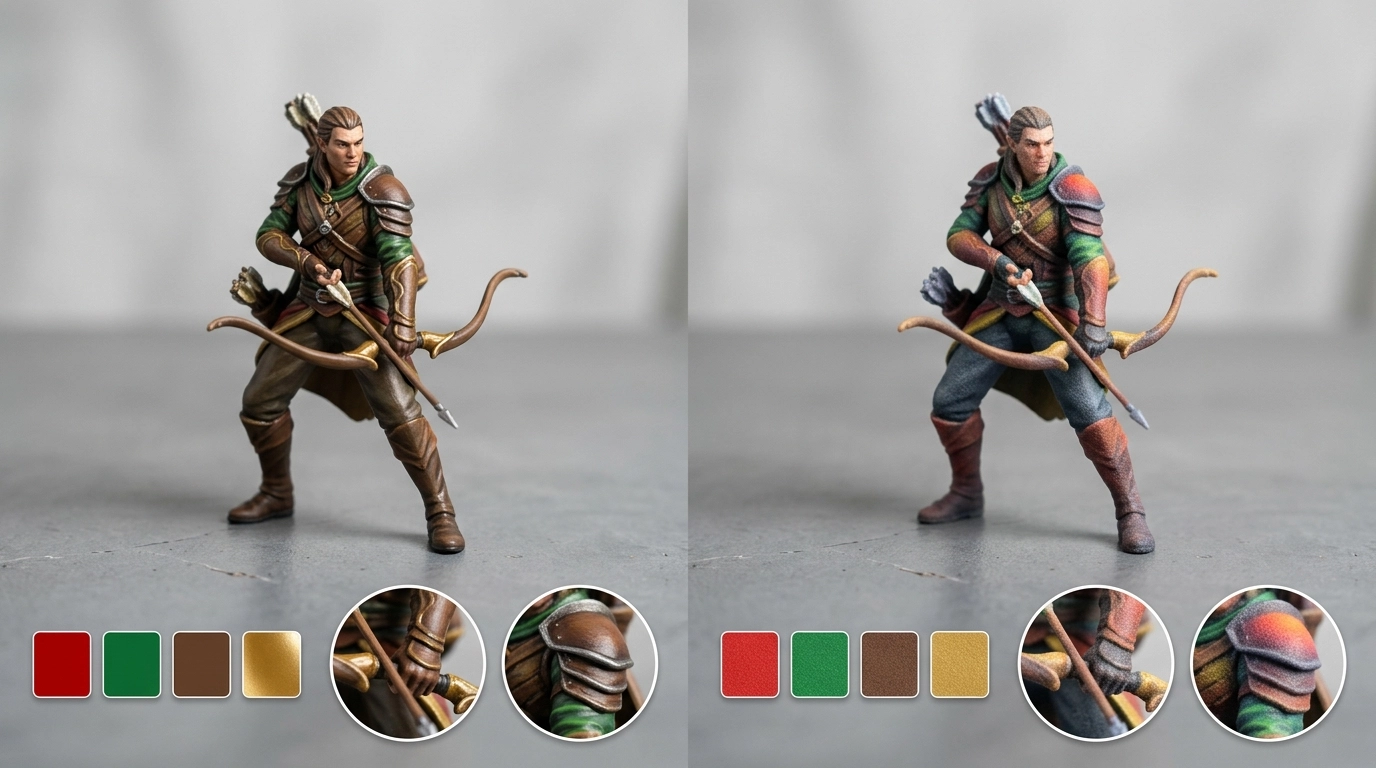 SLA vs WJP full-color 3D printing comparison for custom figurines
