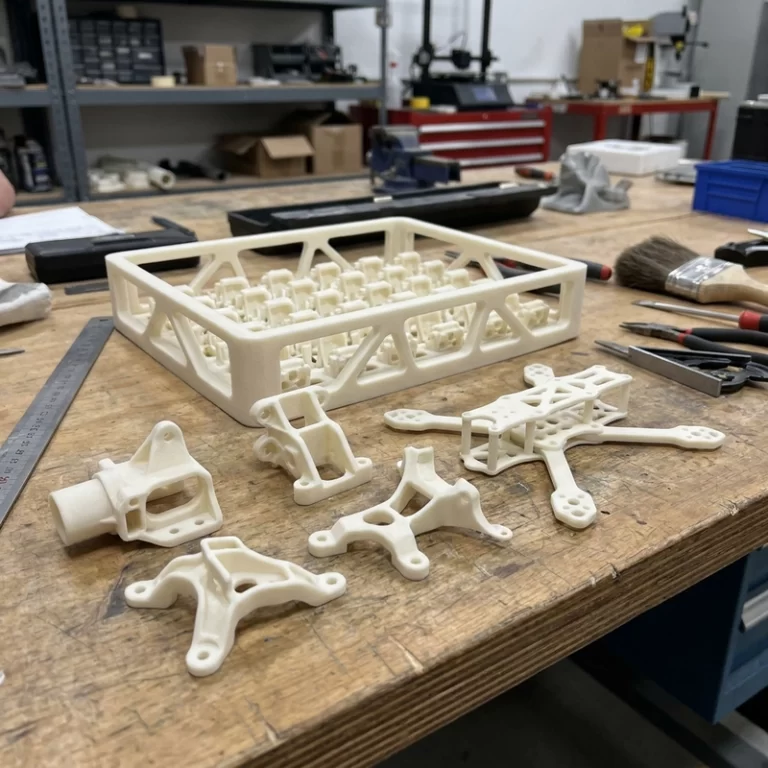SLS nylon 3D printing applications including PA12 fixtures automotive brackets and drone parts
