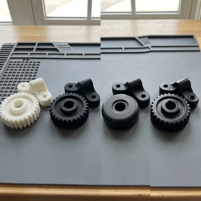 SLS nylon surface finishing comparison with raw dyed tumbled and sealed PA12 parts