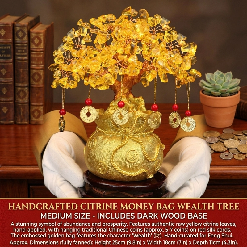Citrine Money Tree Feng Shui Desk Decor - business opening gift box display