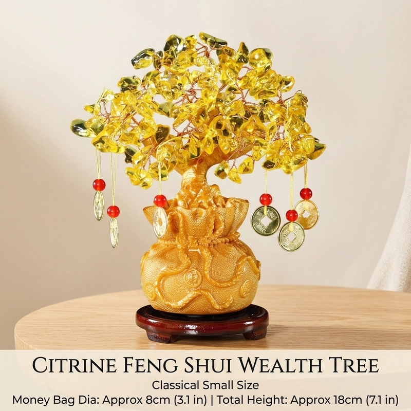 Citrine Money Tree Feng Shui Desk Decor - home table decor feng shui scene