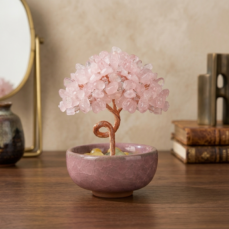 Handmade Crystal Tree Decor - abundance good luck