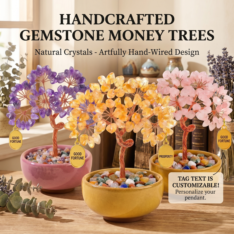 Handmade Crystal Tree Decor - office desk crystal decor