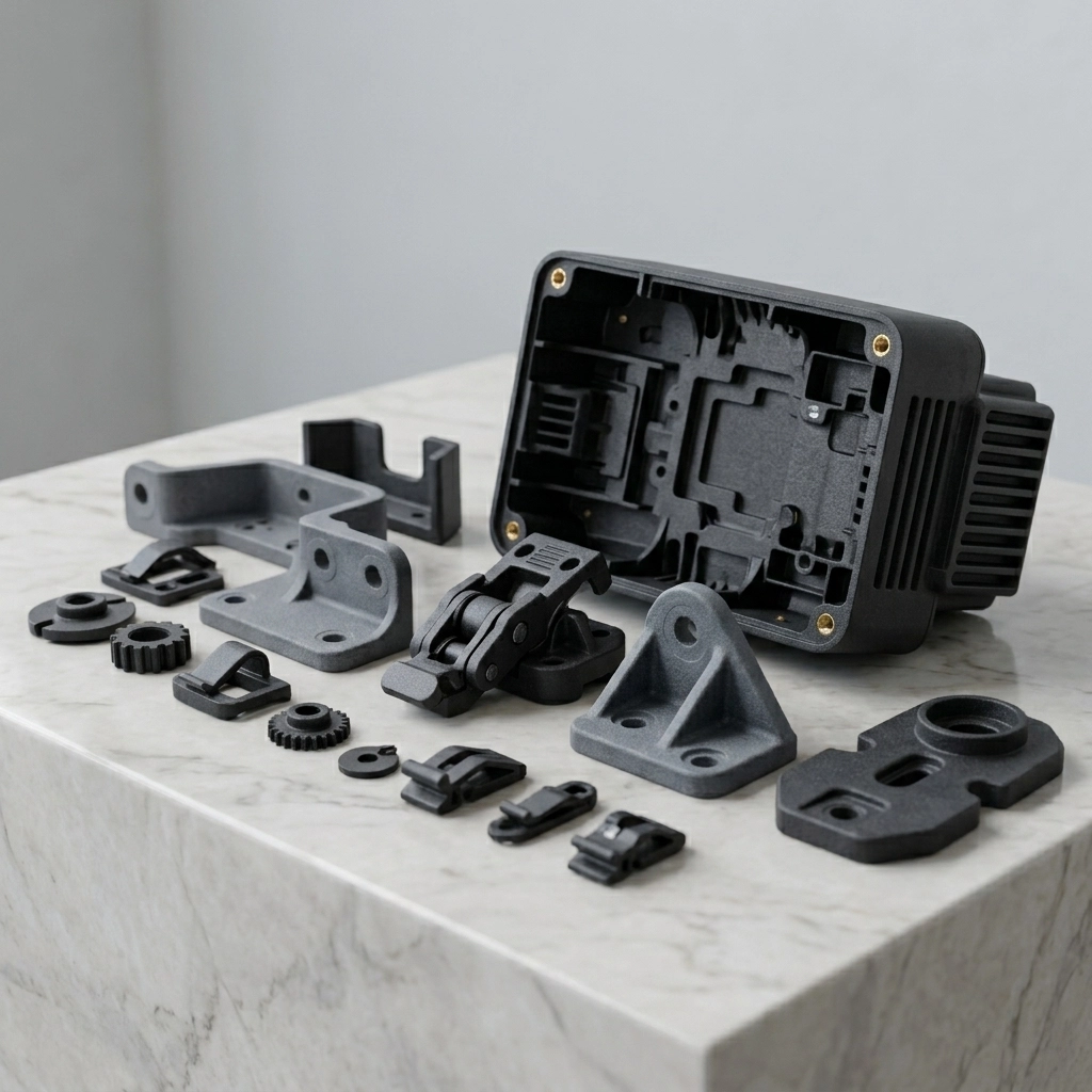 MJF Nylon 3D Printing Service functional PA12 parts - side view