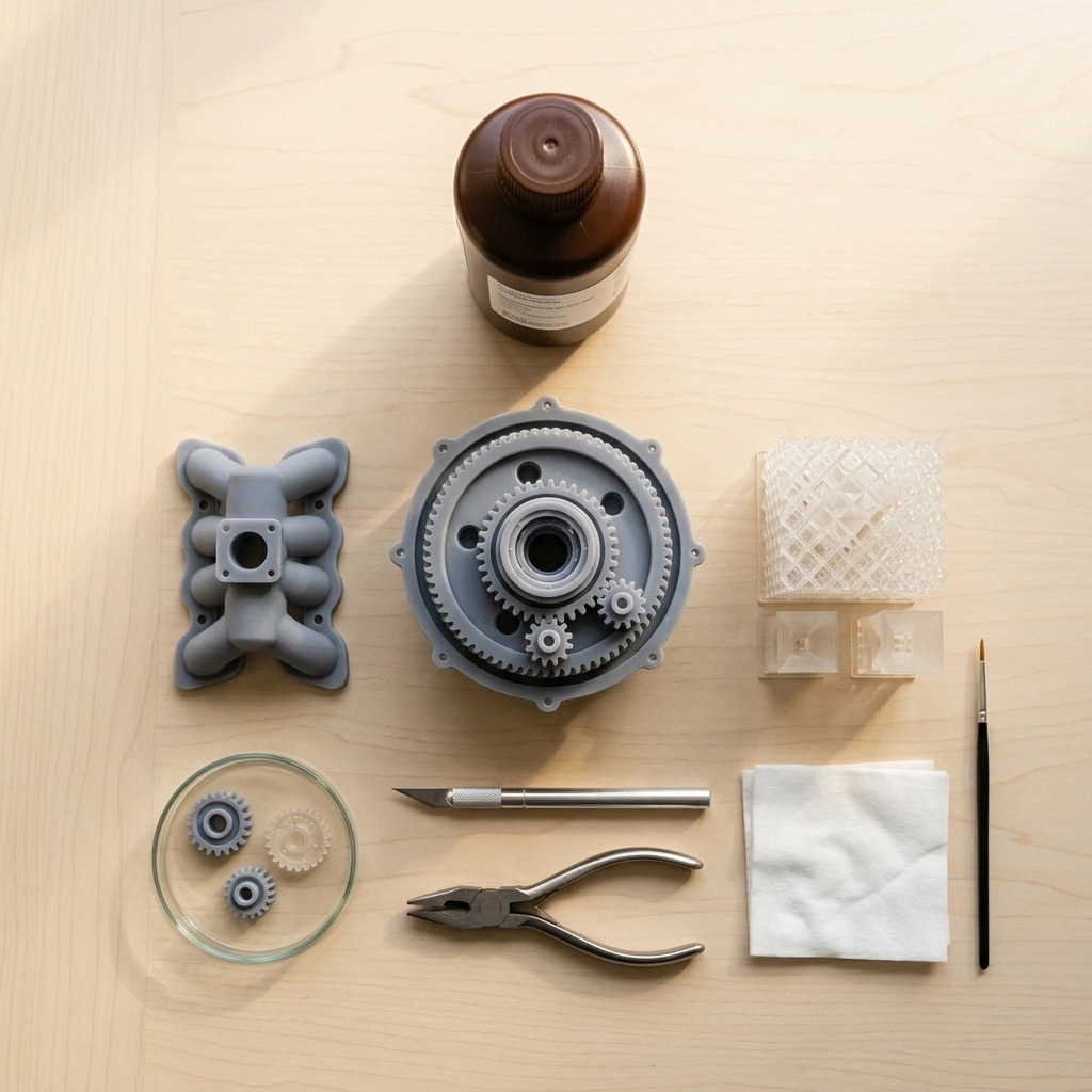 SLA Resin 3D Printing Service smooth resin prototype parts - flat lay