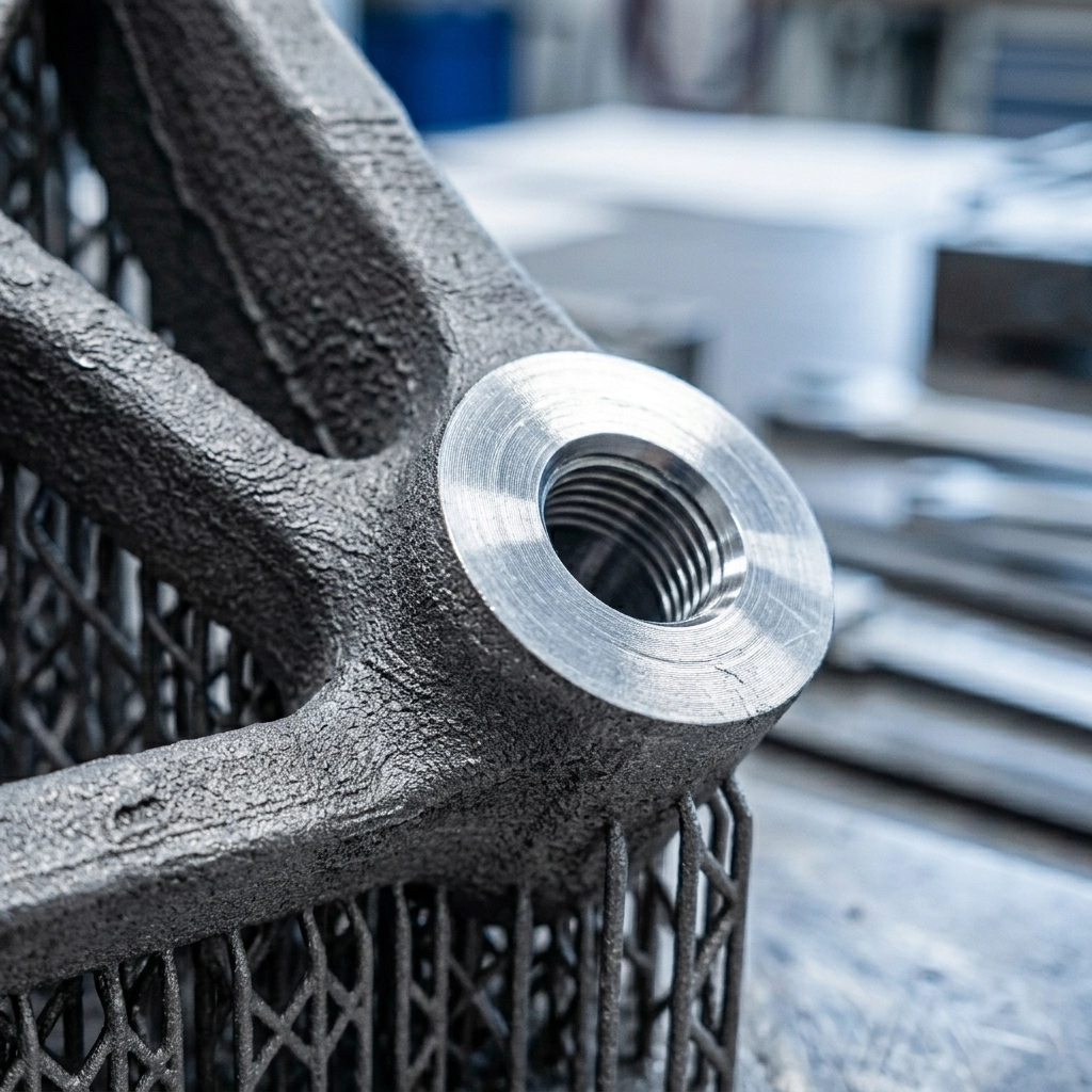 SLM Metal 3D Printing Service metal prototype bracket - detail closeup