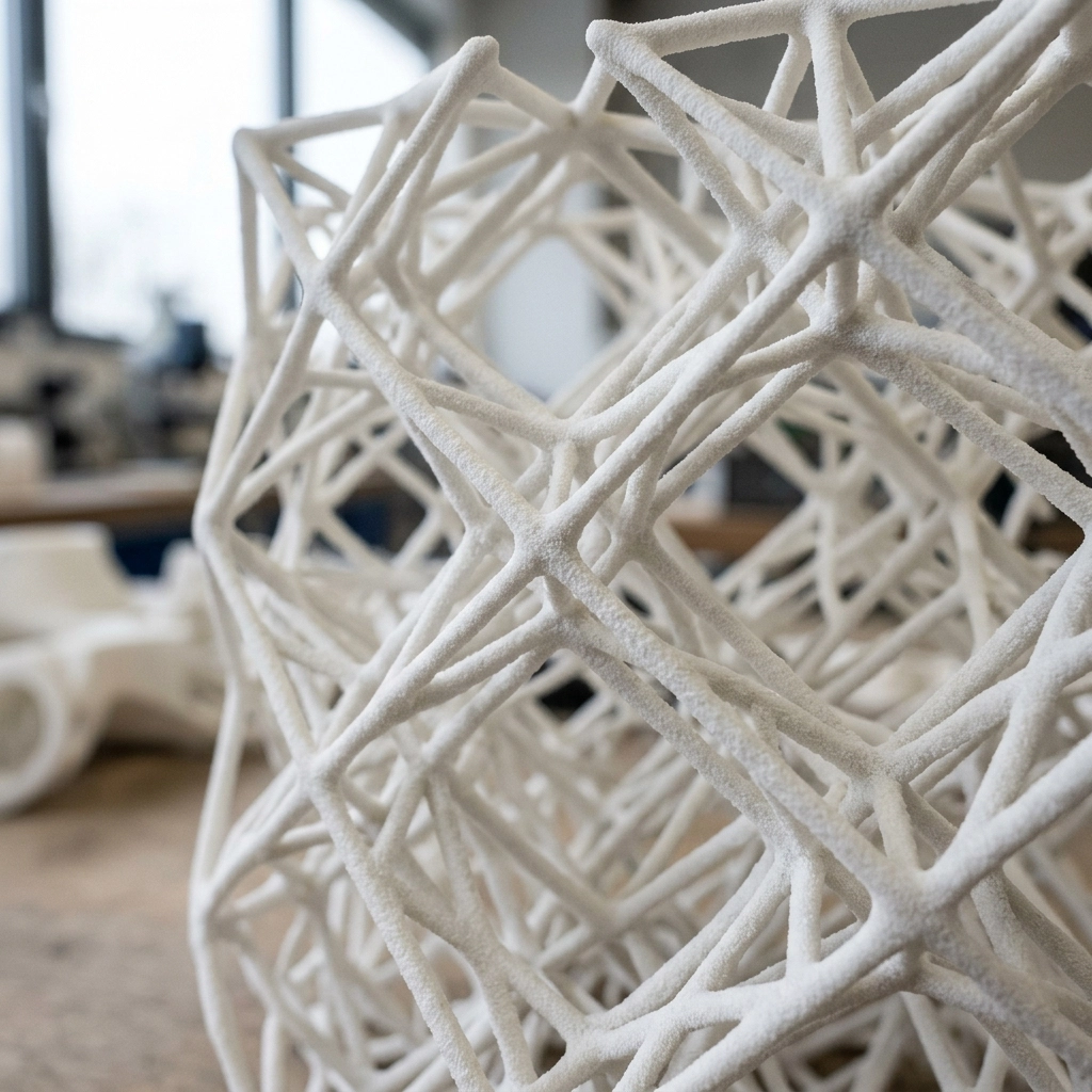 SLS Nylon 3D Printing Service support-free nylon parts - detail closeup