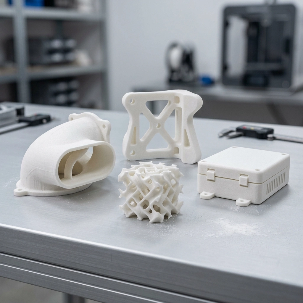 SLS Nylon 3D Printing Service support-free nylon parts - process sample
